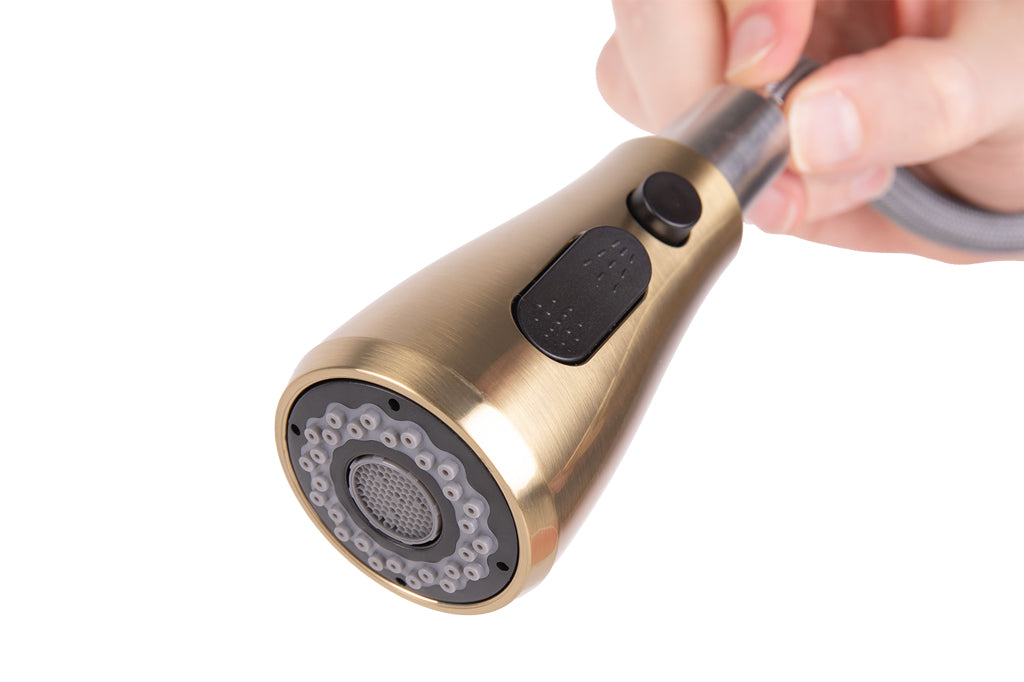 Cofan – Grifo de Cocina Extensible Dorado | 3 Funciones | Giro 360° | Acero Inox 304 | Cartucho Cerámico Ø35 mm