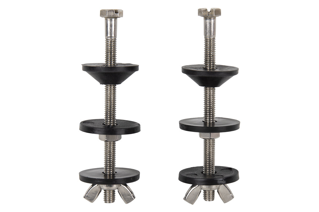 Cofan – Conjunto de Tornillos para Taza o Cisterna | M6 x 90 mm | Acero Inoxidable | Incluye Juntas y Palomillas