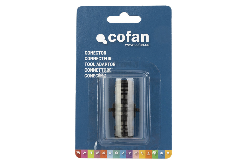 Cofan – Conector Doble para Mangueras de Jardín | Unión Manguera-Manguera | Polietileno Resistente | Instalación Rápida