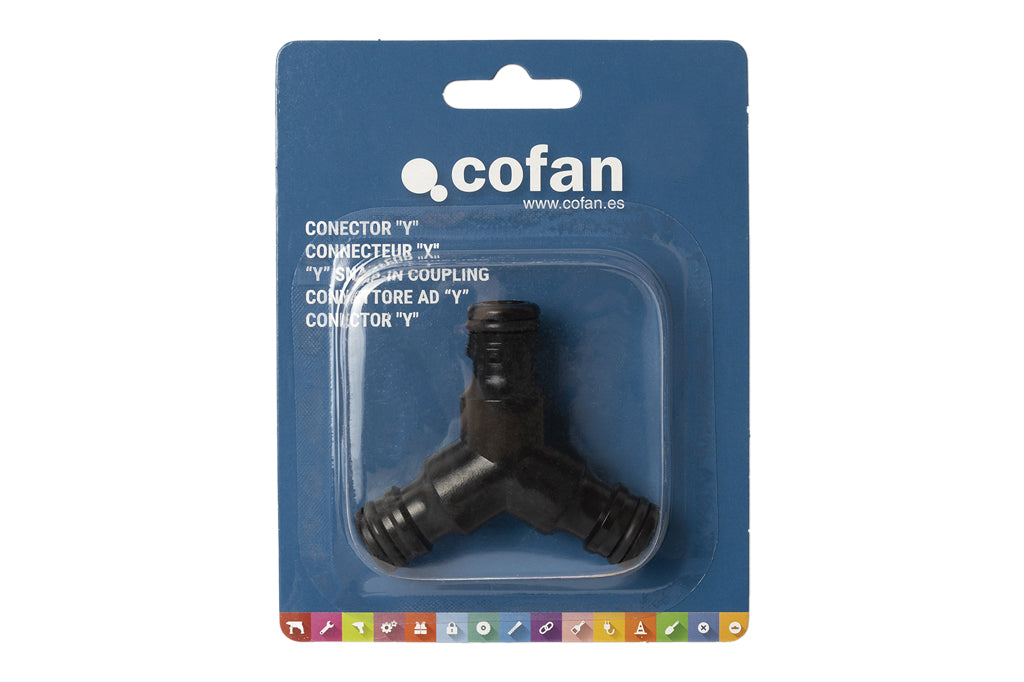 Cofan – Conector Triple en Forma de Y para Mangueras de Jardín | Unión Manguera-Manguera | Polietileno Resistente | Instalación Rápida