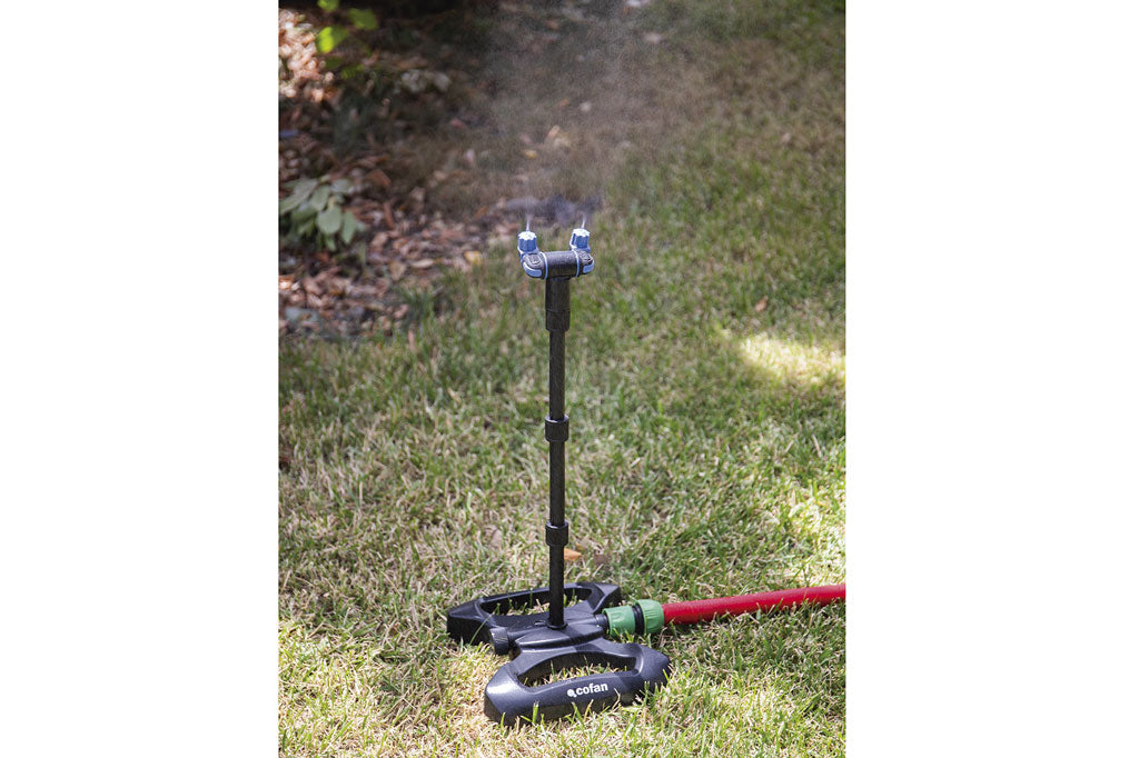 Cofan – Torre de Nebulización Extensible | Altura Ajustable 12 a 48 cm | Boquillas de Ángulo Libre | Para Jardines y Exteriores