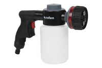 Cofan – Pistola de Riego con 6 Modos y Depósito de Jabón 500 ml | Multifunción para Jardín y Limpieza | Control de Espuma