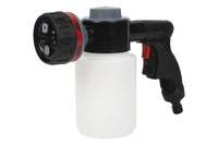 Cofan – Pistola de Riego con 6 Modos y Depósito de Jabón 500 ml | Multifunción para Jardín y Limpieza | Control de Espuma