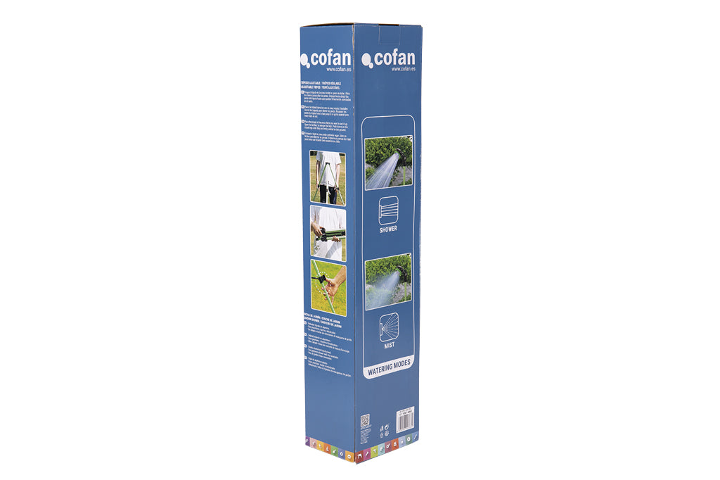 Cofan – Ducha de Jardín con Trípode | Altura Regulable hasta 162 cm | 2 Funciones: Ducha y Nebulización | Conector Universal Incluido