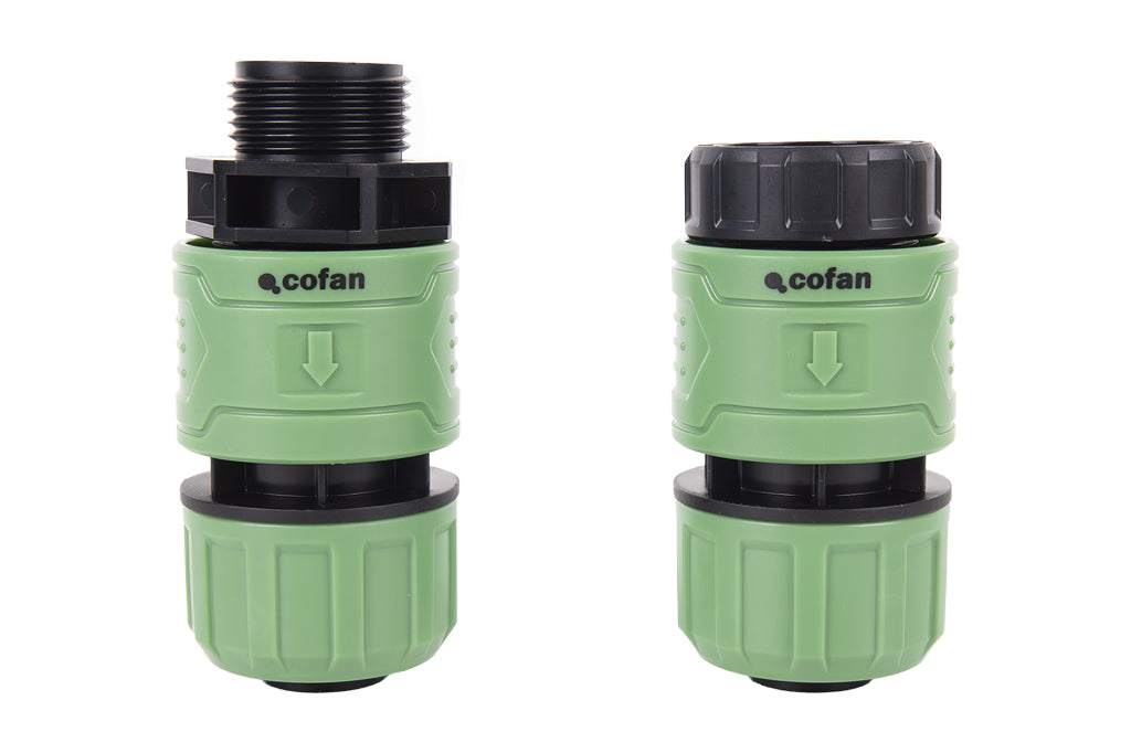 Cofan – Racor Reparador de Mangueras de Jardín 1" Ø25 mm | Conector de ABS | Resistente a UV | Conexión Rápida