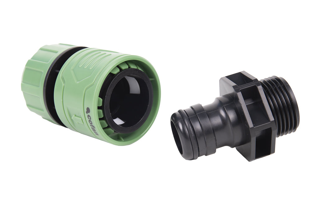 Cofan – Racor Reparador de Mangueras de Jardín 1" Ø25 mm | Conector de ABS | Resistente a UV | Conexión Rápida