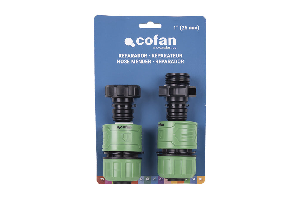 Cofan – Racor Reparador de Mangueras de Jardín 1" Ø25 mm | Conector de ABS | Resistente a UV | Conexión Rápida
