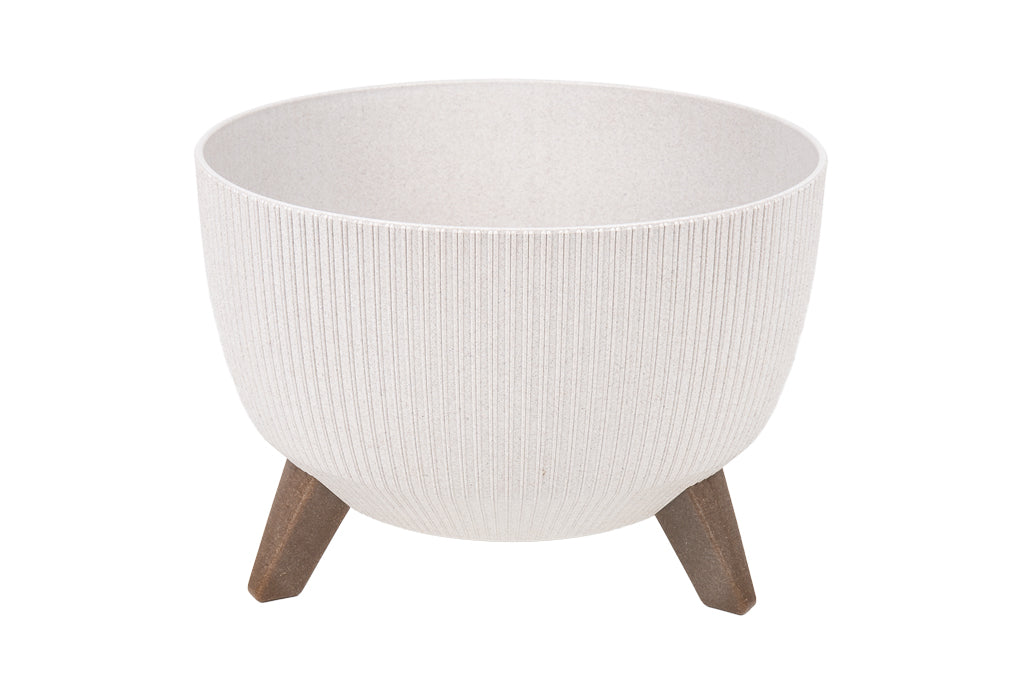 Cofan – Maceta Decorativa Blanca con Patas Desmontables | Diseño Rayado | Resistente a UV | Varias Medidas