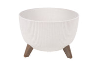 Cofan – Maceta Decorativa Blanca con Patas Desmontables | Diseño Rayado | Resistente a UV | Varias Medidas