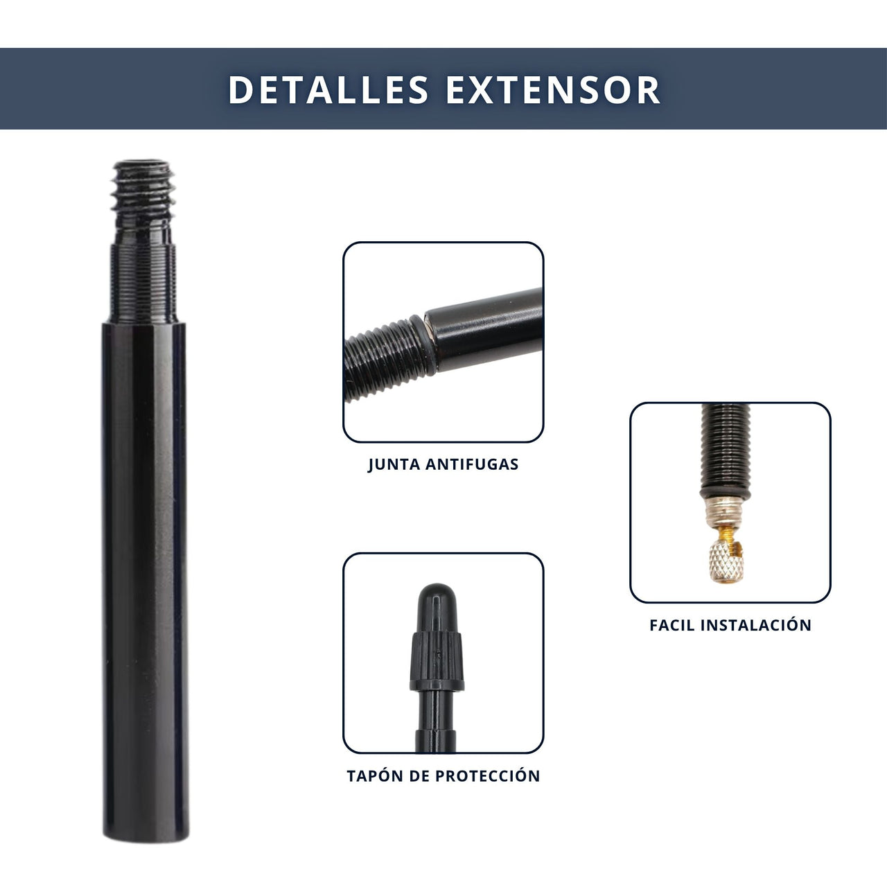 IBRIQO® Extensor 40mm Válvula Presta Bicicleta