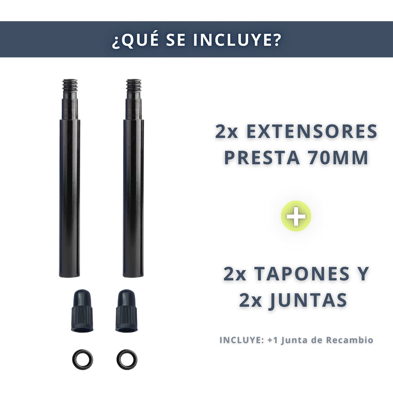 IBRIQO® Extensor 70mm Válvula Presta Bicicleta