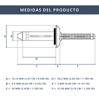 IBRIQO® – Remaches Ciegos Estancos de Aluminio con Junta EPDM | 6,4×30,2 mm | Fijación Hermética y Profesional