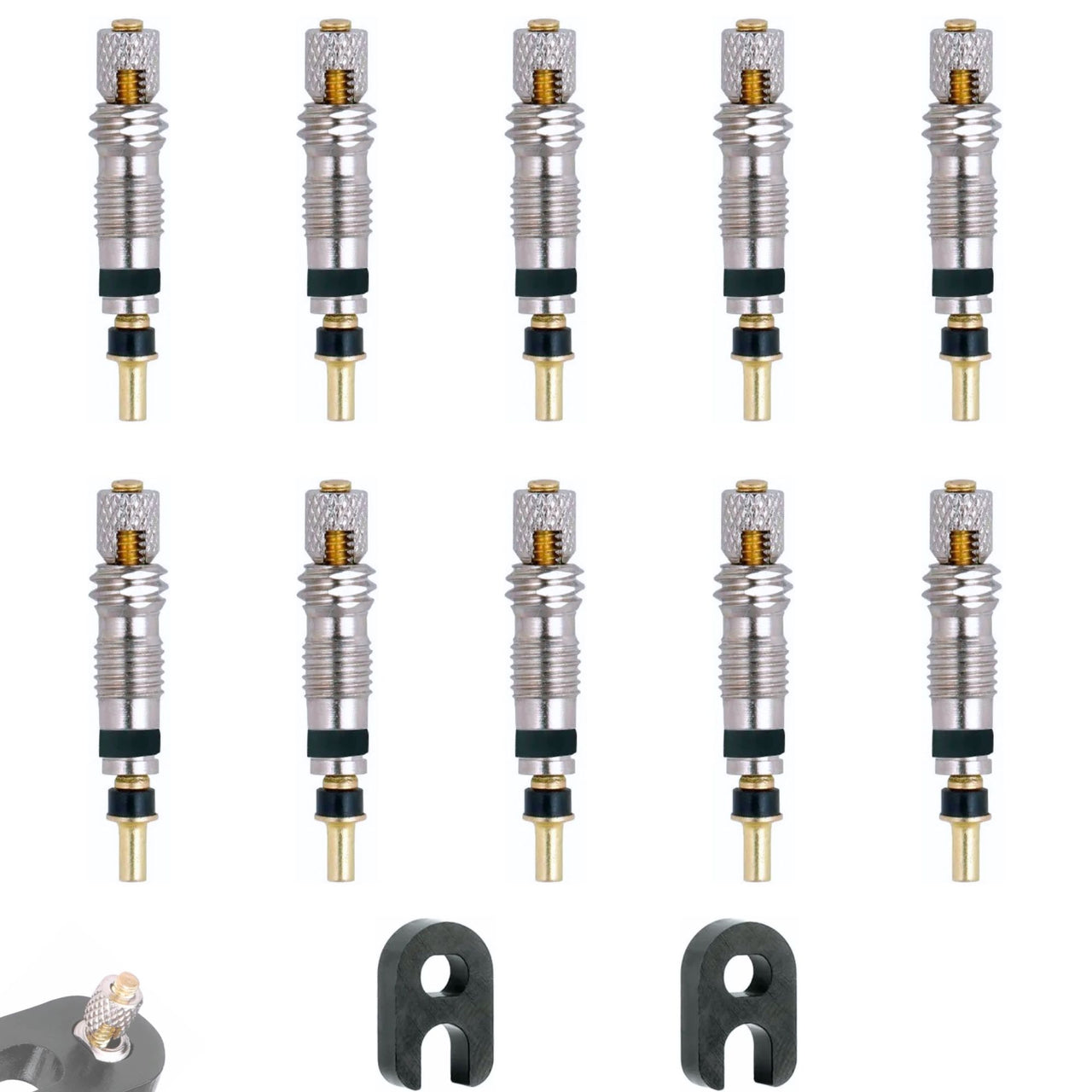 IBRIQO® Kit 10 Obuses Válvula Presta + 2 Llaves para Bicicleta MTB y Road