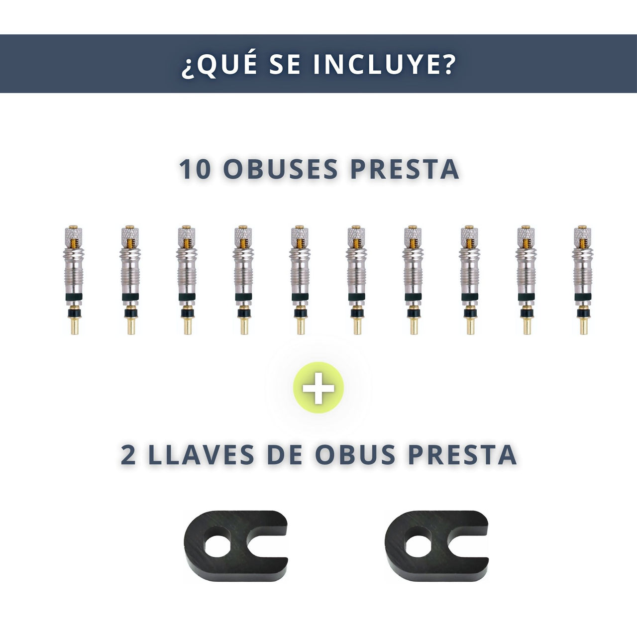 IBRIQO® Kit 10 Obuses Válvula Presta + 2 Llaves para Bicicleta MTB y Road