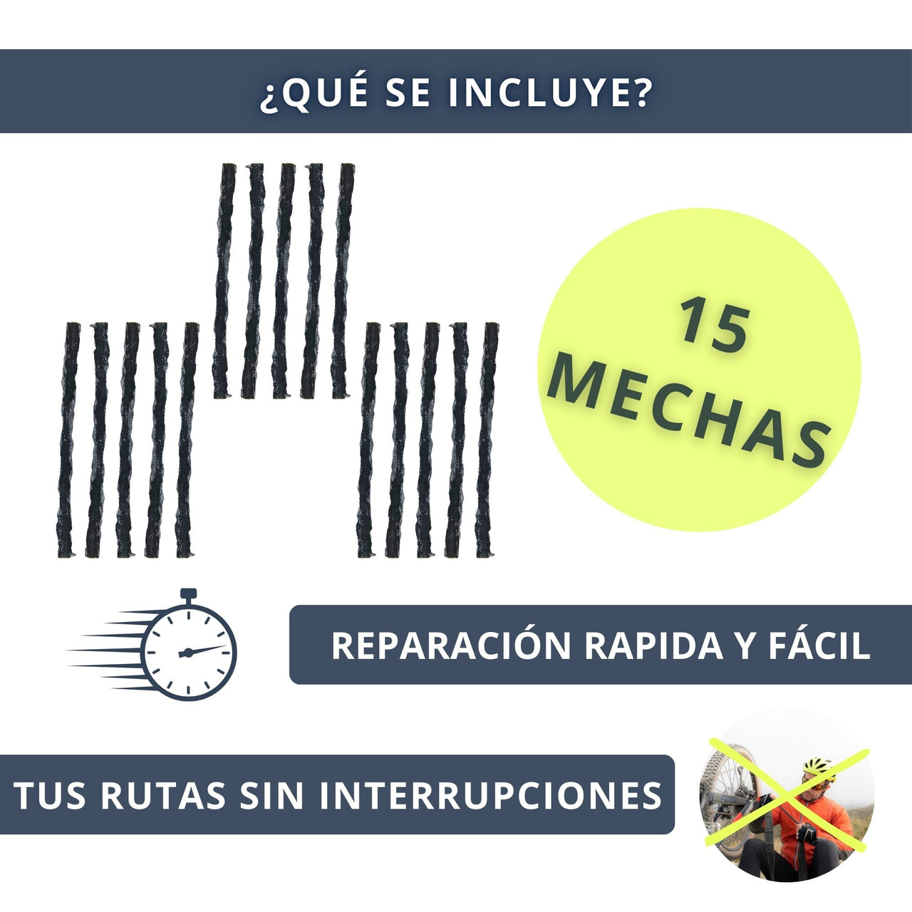 IBRIQO® 15 Mechas de Recambio 1,5x50mm MTB y ROAD