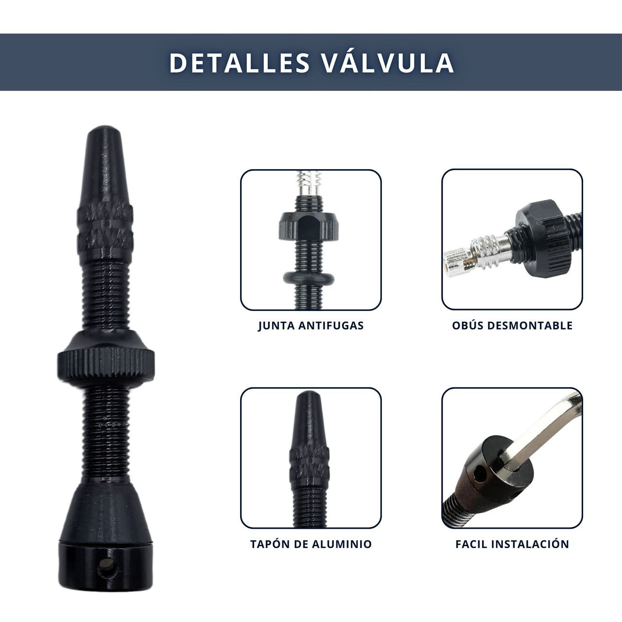 IBRIQO® Set 2 Válvulas Tubeless Presta 40mm MTB y ROAD