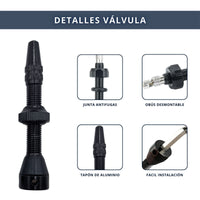 IBRIQO® Set 2 Válvulas Tubeless Presta 40mm MTB y ROAD