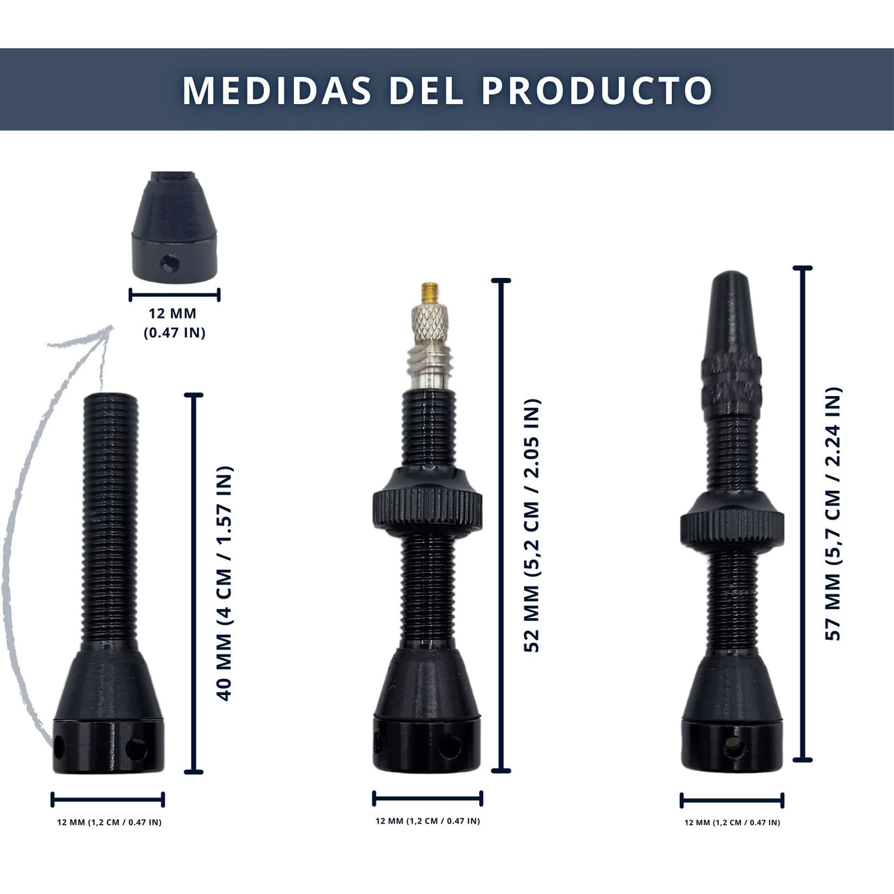 IBRIQO® Set 2 Válvulas Tubeless Presta 40mm MTB y ROAD