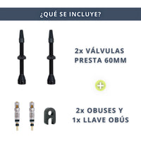 IBRIQO® Set 2 Válvulas Tubeless Presta 60mm MTB y ROAD