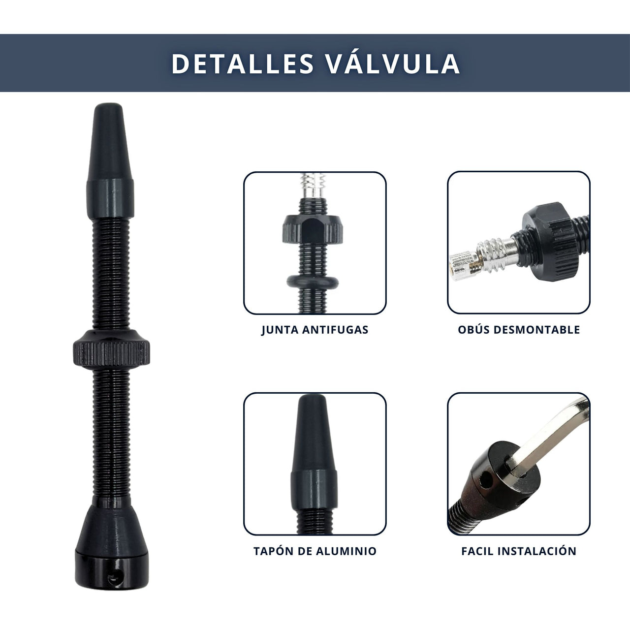 IBRIQO® Set 2 Válvulas Tubeless Presta 60mm MTB y ROAD