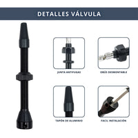 IBRIQO® Set 2 Válvulas Tubeless Presta 60mm MTB y ROAD