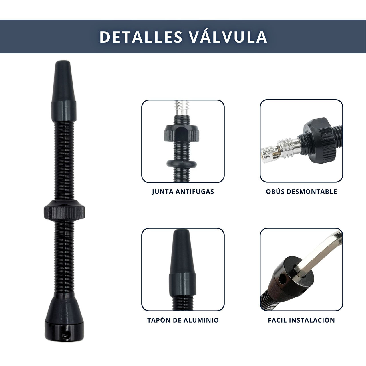 IBRIQO® Set 2 Válvulas Tubeless Presta 80mm MTB y ROAD