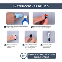 IBRIQO® 60 Clips Adhesivos Transparentes Sujeta Cables y 10 Bridas