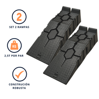 IBRIQO® Rampas Elevadoras para Coche | Capacidad 2,5 Toneladas | Juego de 2 Unidades