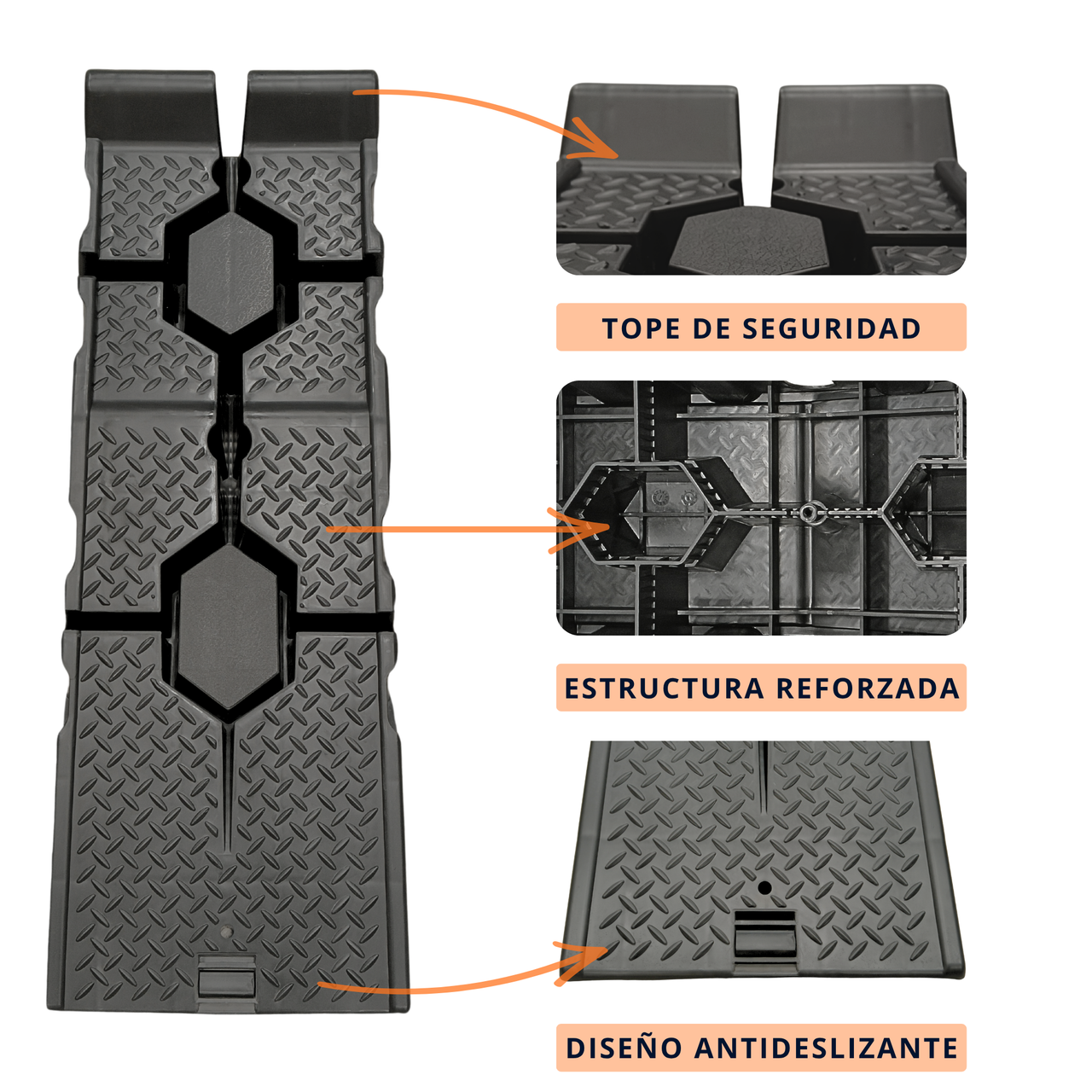 IBRIQO® Rampas Elevadoras para Coche | Capacidad 2,5 Toneladas | Juego de 2 Unidades