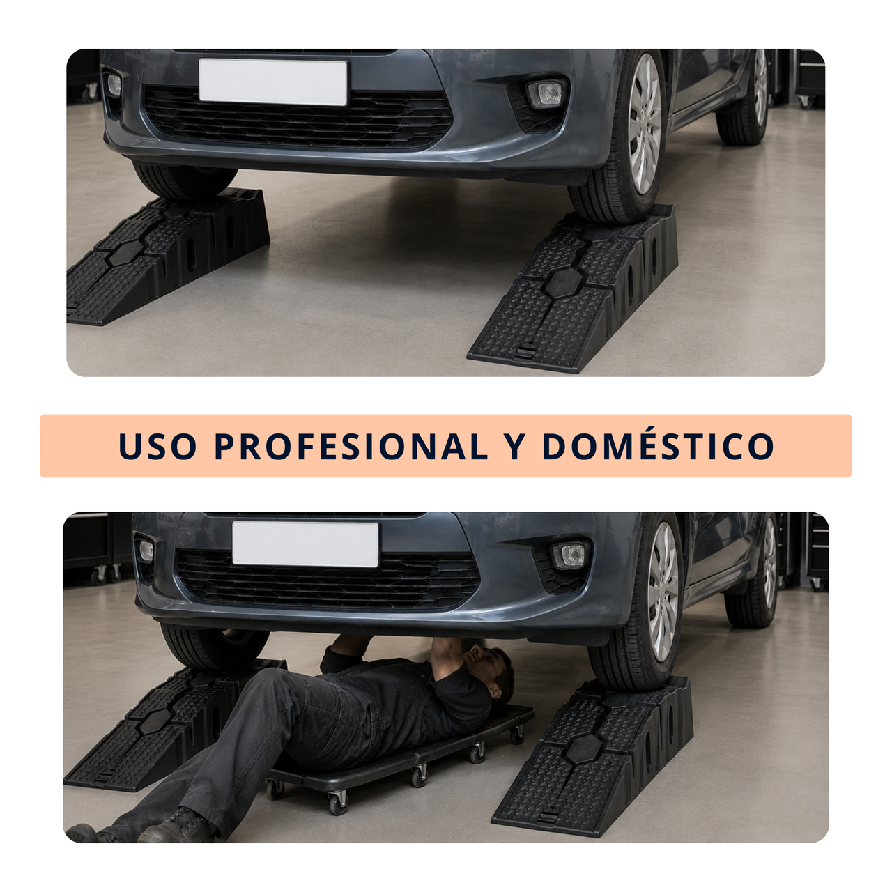 IBRIQO® Rampas Elevadoras para Coche | Capacidad 2,5 Toneladas | Juego de 2 Unidades