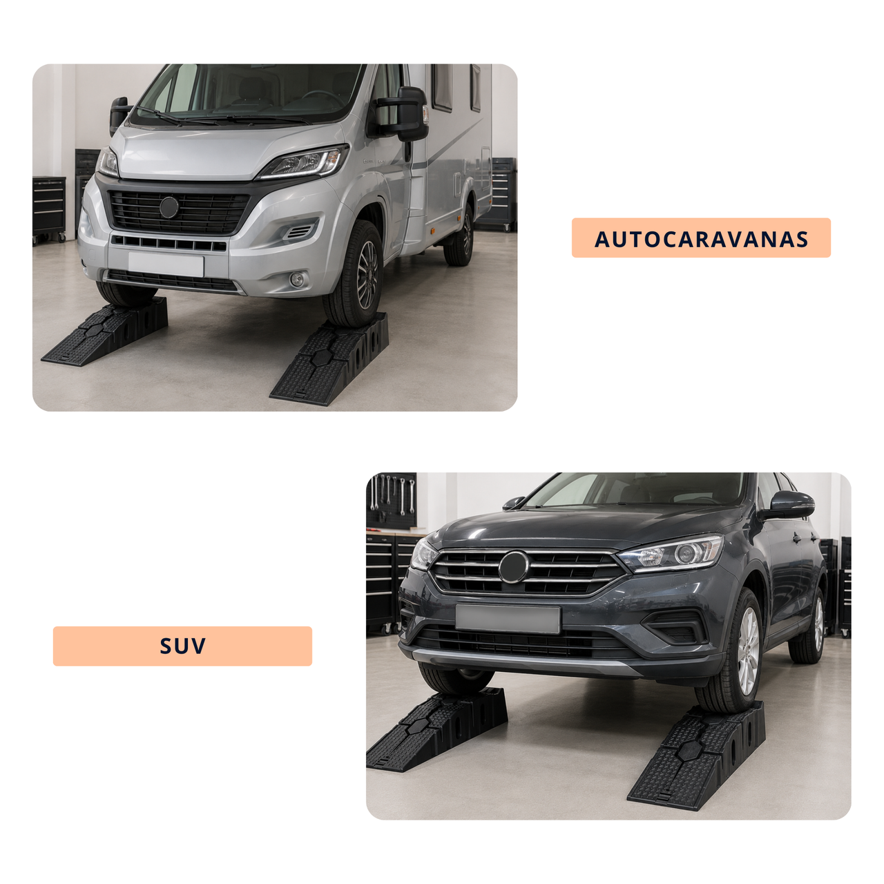 IBRIQO® Rampas Elevadoras para Coche | Capacidad 2,5 Toneladas | Juego de 2 Unidades