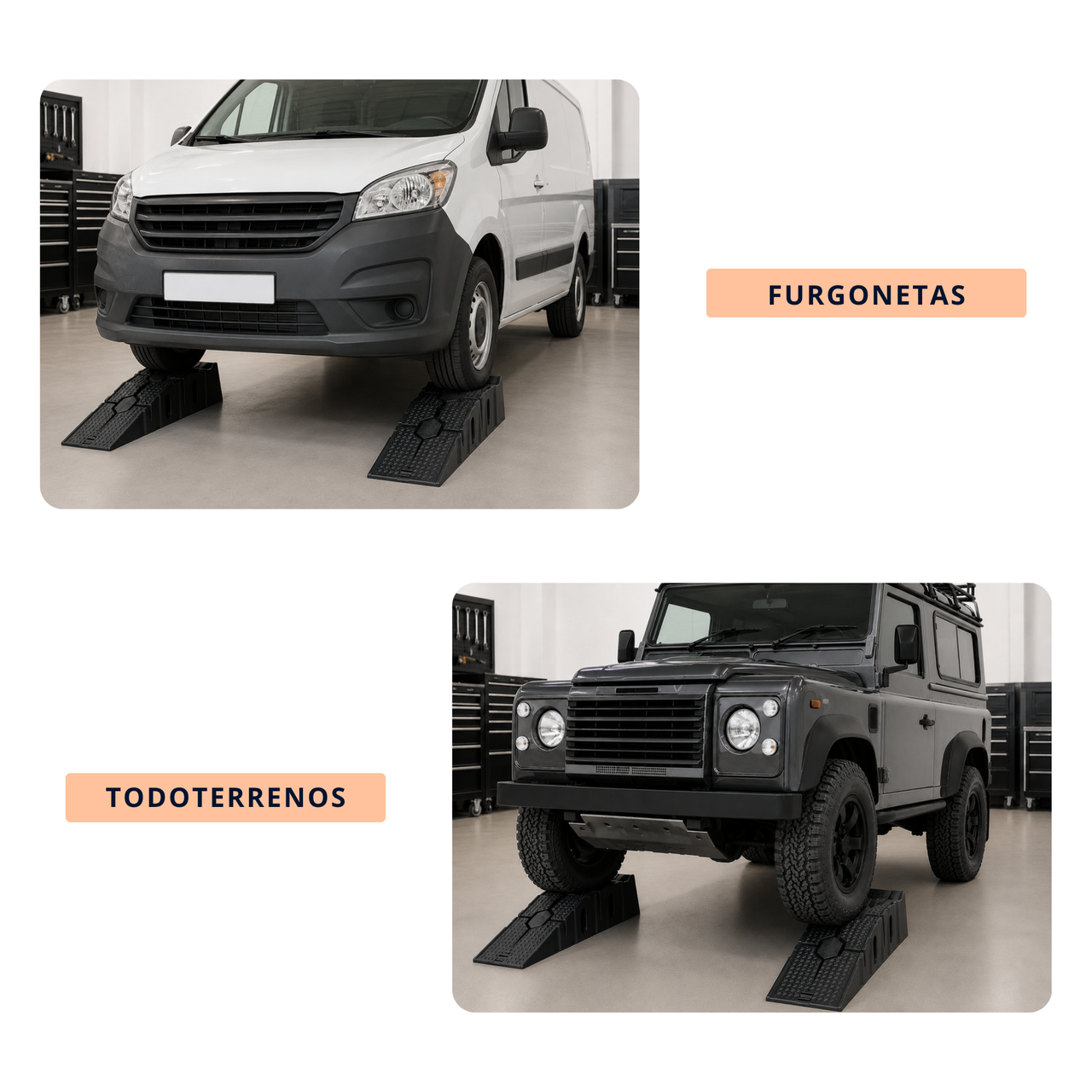IBRIQO® Rampas Elevadoras para Coche | Capacidad 2,5 Toneladas | Juego de 2 Unidades
