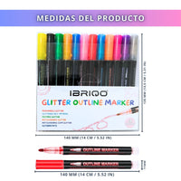 IBRIQO® Rotuladores de Purpurina Metalizados 12 Colores