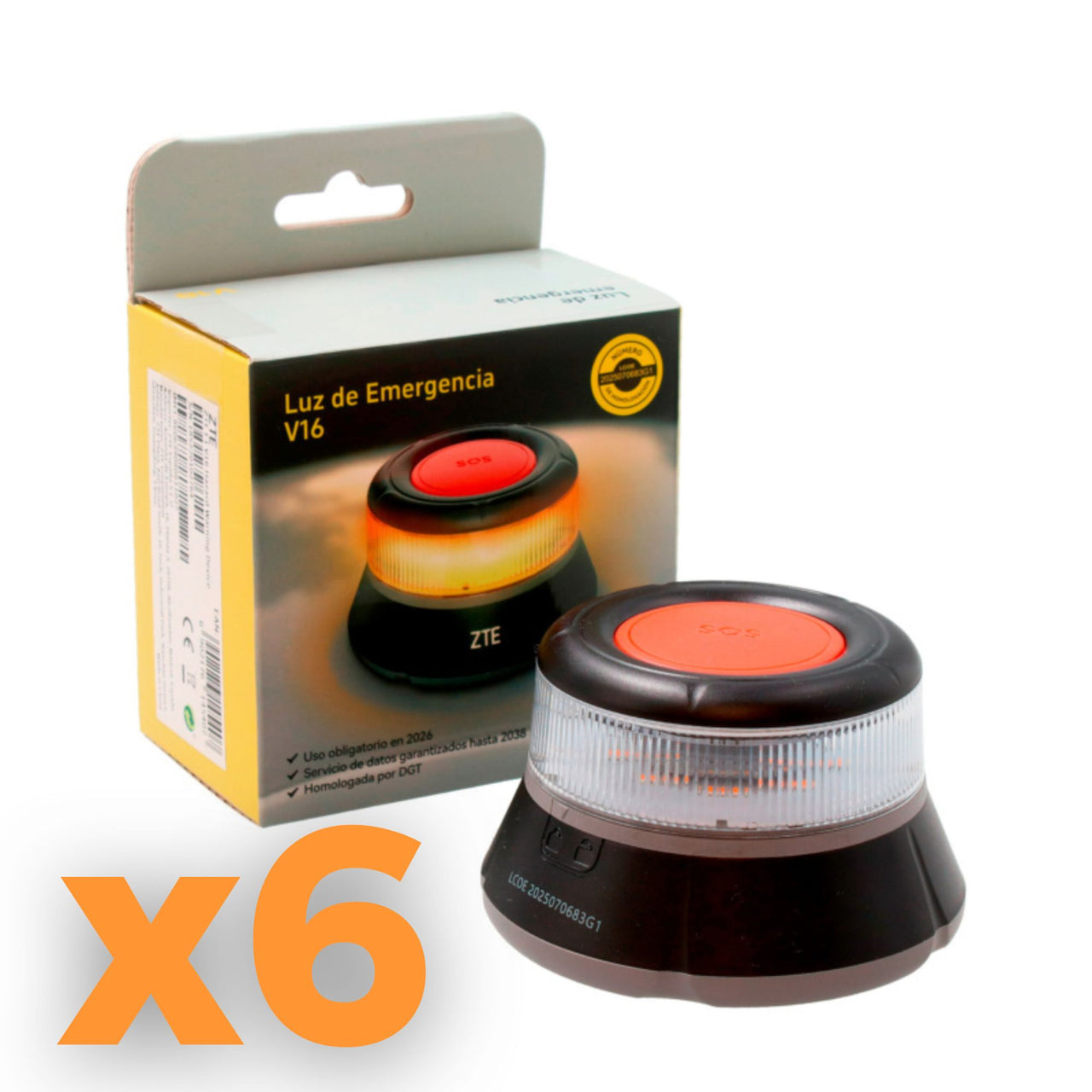 ZTE – PACK 6x Luz de Emergencia ZTE E1 V16 Conectada DGT 3.0 | Baliza Geolocalizada Imantada