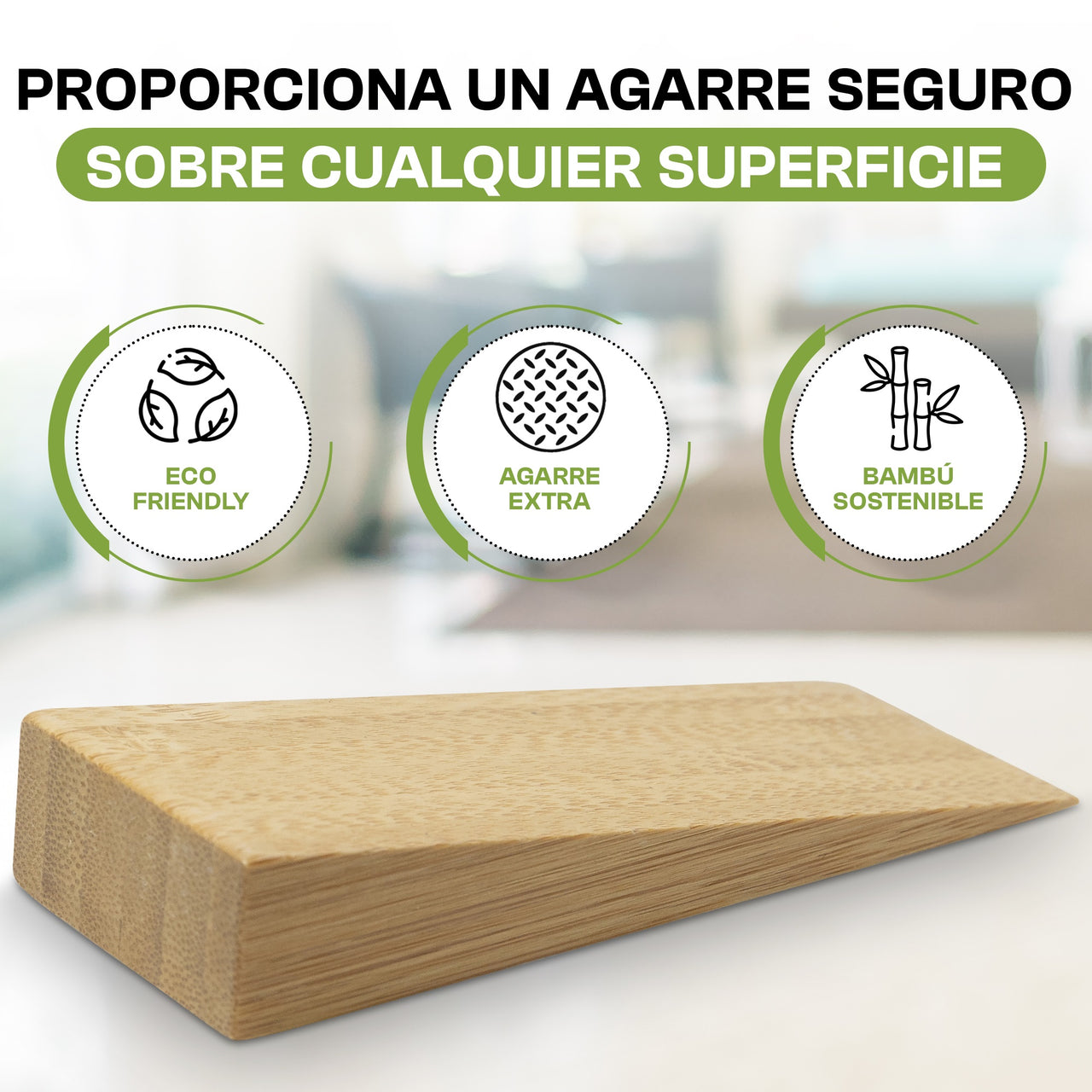 IBRIQO® Set 2 Topes de Puerta de Bambú Antideslizante