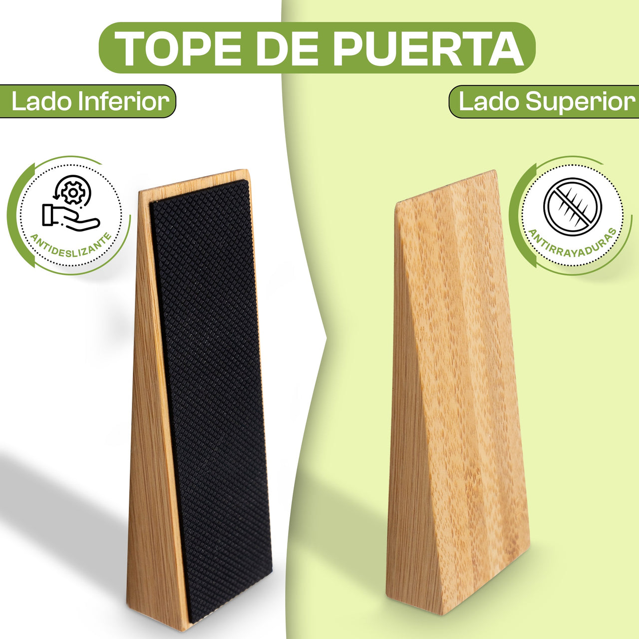 IBRIQO® Set 2 Topes de Puerta de Bambú Antideslizante