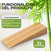 IBRIQO® Set 2 Topes de Puerta de Bambú Antideslizante