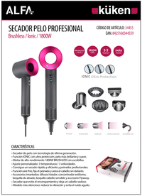 Küken - Secador Profesional Brushless 1800W Sin Aspas - Iónico