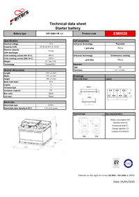 Emers - Batería de Arranque 12V 52Ah 460A EN EM0520