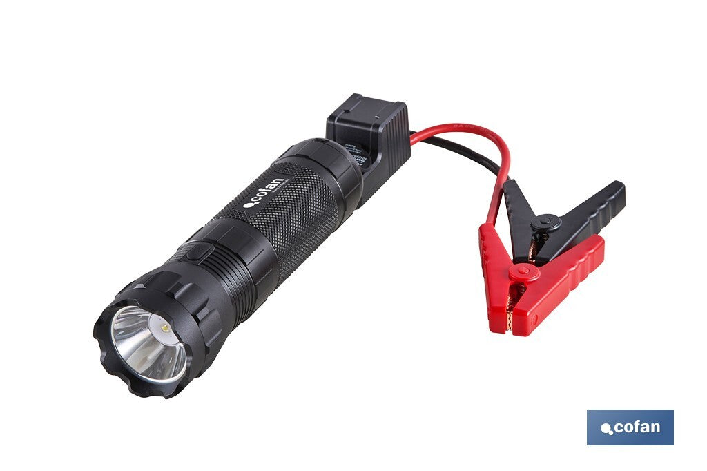 Cofan – Arrancador Portátil de Baterías 600 A | Linterna LED 330 Lúmenes | Power Bank USB | Gasolina hasta 5000 cc y Diésel hasta 3000 cc