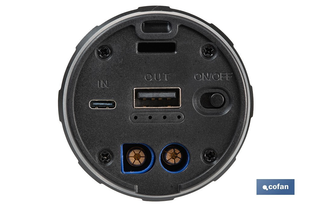 Cofan – Arrancador Portátil de Baterías 600 A | Linterna LED 330 Lúmenes | Power Bank USB | Gasolina hasta 5000 cc y Diésel hasta 3000 cc