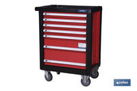 Cofan – Carro Herramientas 7 Cajones Mod. Security | Sistema Antivuelco y Cerradura | Ruedas con Freno | Acero Epoxi