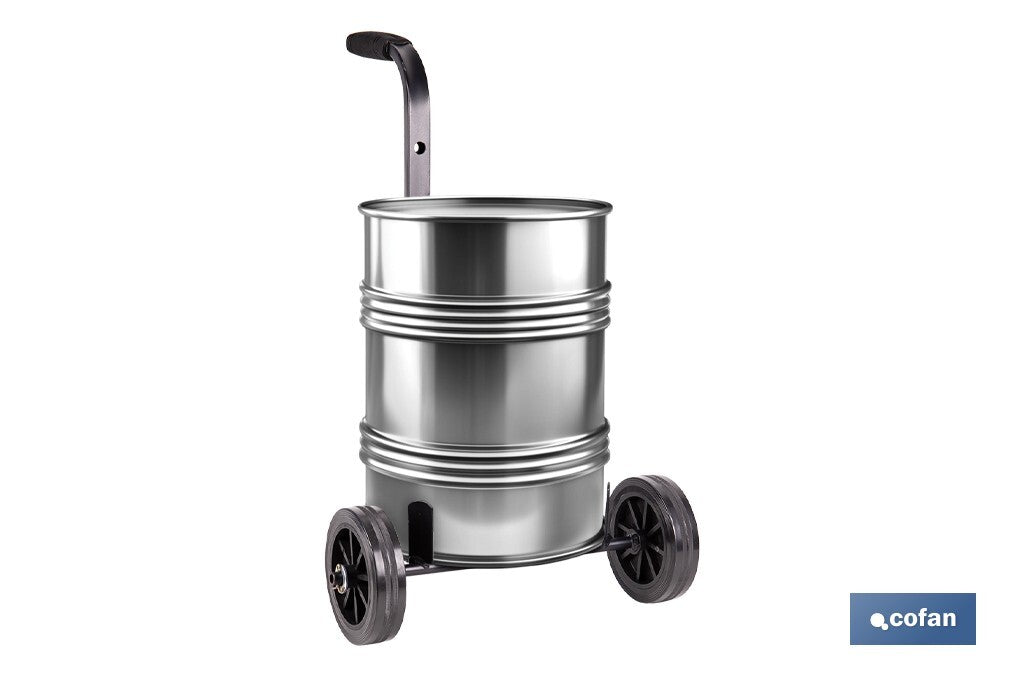 Cofan – Carretilla Portabidones 30 L | Ruedas de Caucho Ø150 mm | Mango Acolchado | Uso Profesional e Industrial