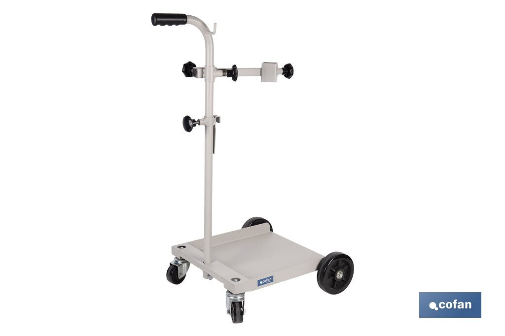 Cofan – Carretilla Portabidones | Para Bidones de 60 L | Ruedas PU + Nylon | Mango Acolchado | Uso Industrial y Taller