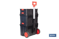 Cofan – Set Modular 3 Cajas de Herramientas con Ruedas y Asa Telescópica | Heavy Duty | 53 x 35,5 x 82,5 cm