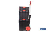 Cofan – Set Modular 3 Cajas de Herramientas con Ruedas y Asa Telescópica | Heavy Duty | 53 x 35,5 x 82,5 cm