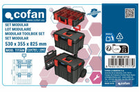 Cofan – Set Modular 3 Cajas de Herramientas con Ruedas y Asa Telescópica | Heavy Duty | 53 x 35,5 x 82,5 cm