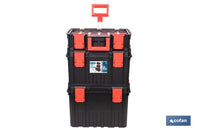 Cofan – Set Modular 3 Cajas de Herramientas con Ruedas y Asa Telescópica | Heavy Duty | 53 x 35,5 x 82,5 cm