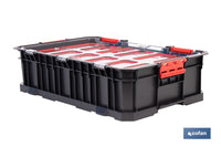 Cofan – Caja de Herramientas Modular con Organizadores | Tapa Policarbonato | 8 Compartimentos | 20 kg