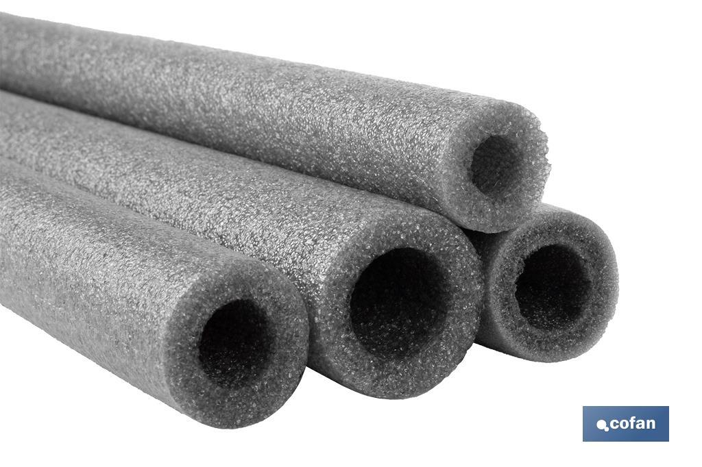 Cofan – Coquilla Aislante para Tuberías | Polietileno Expandido Gris | Diferentes Diámetros | Pack 15 uds. o Unitarias